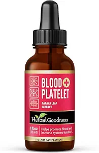 Herbal Goodness Papaya Leaf Blood Platelet Liquid Supplement - Liquid Tincture 1oz - Natural Blood Platelet Boost &amp; Immune Support, Bone Marrow - Blood Cleanse Formula - Made in USA
