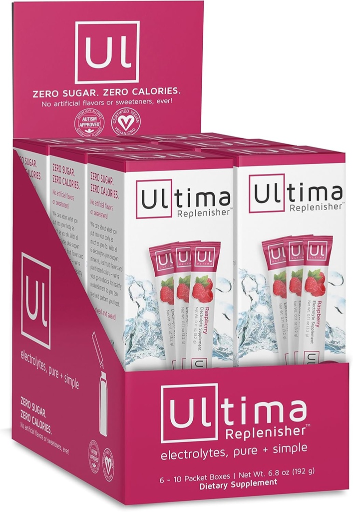 Ultima Hidrating Electrolyte Powder, Raspberry, 60 Conde Stickpacks
