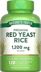 La verdad de la naturaleza Red Yeast Rice Capsules 1200 mg  120 Conteo Silencioso No GMO &amp; Gluten Suplemento gratuito