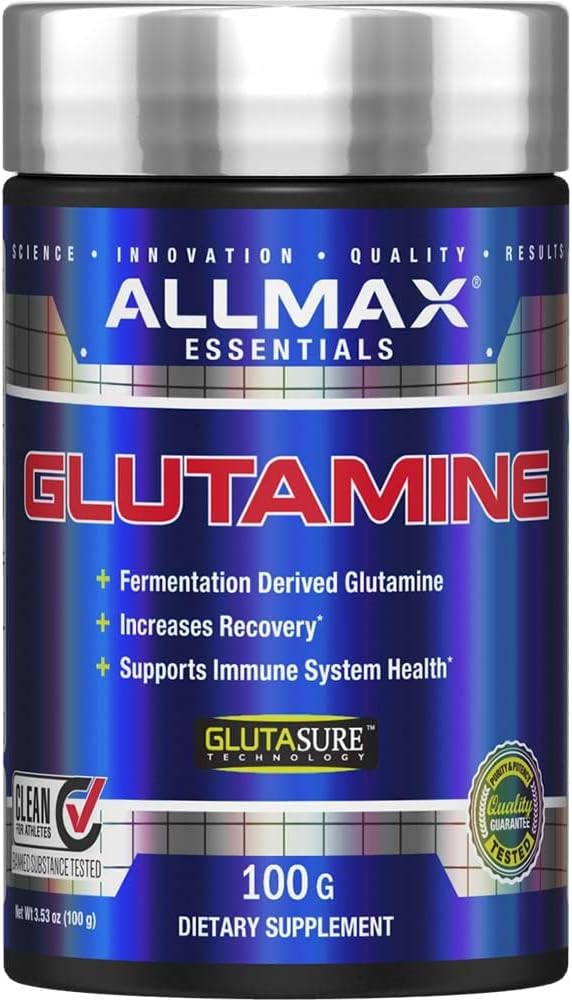 ALLMAX Essentials GLUTAMINE - 100 g Powder - Fermentation-Derived Glutamine - Increases Recovery & Supports Immune System - Gluten Free & Vegan - 20 Servings