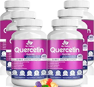 Quercetin Gummies by BioVitalica - Quercetin with Bromelain Vitamin C and Zinc & Elderberry + Vitamin D3-5 in 1 Immune Support - Zinc Quercetin 750 mg for Kids and Adult (6, Quercetin)