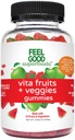 FeelGood Superfoods Vita Fruits and Veggies Supplements, Multivitamin Fruit and Vegetable Gummies, 25 Fruits and Vegetables, Watermelon y Apple Flavors, Vegan, Non-GMO, 60 Condes