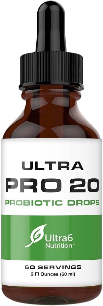 Ultra6 Nutrition Probiotics for Women, Men and Kids - 20 Strain Liquid Probiotic Supplement for Digestive & Gut Health