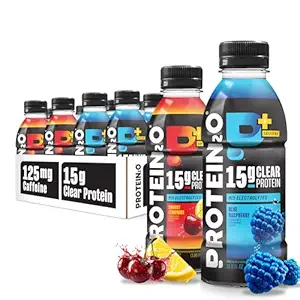 Protein2o 15g Whey Protein Isolate Hydration Drink Plus Energy & Focus, 350 mg de electrolitos, vitaminas B5 &amp; B6, Sugar Free, Energy Variety Pack, 16.9 oz Bottle (Pack of 12)
