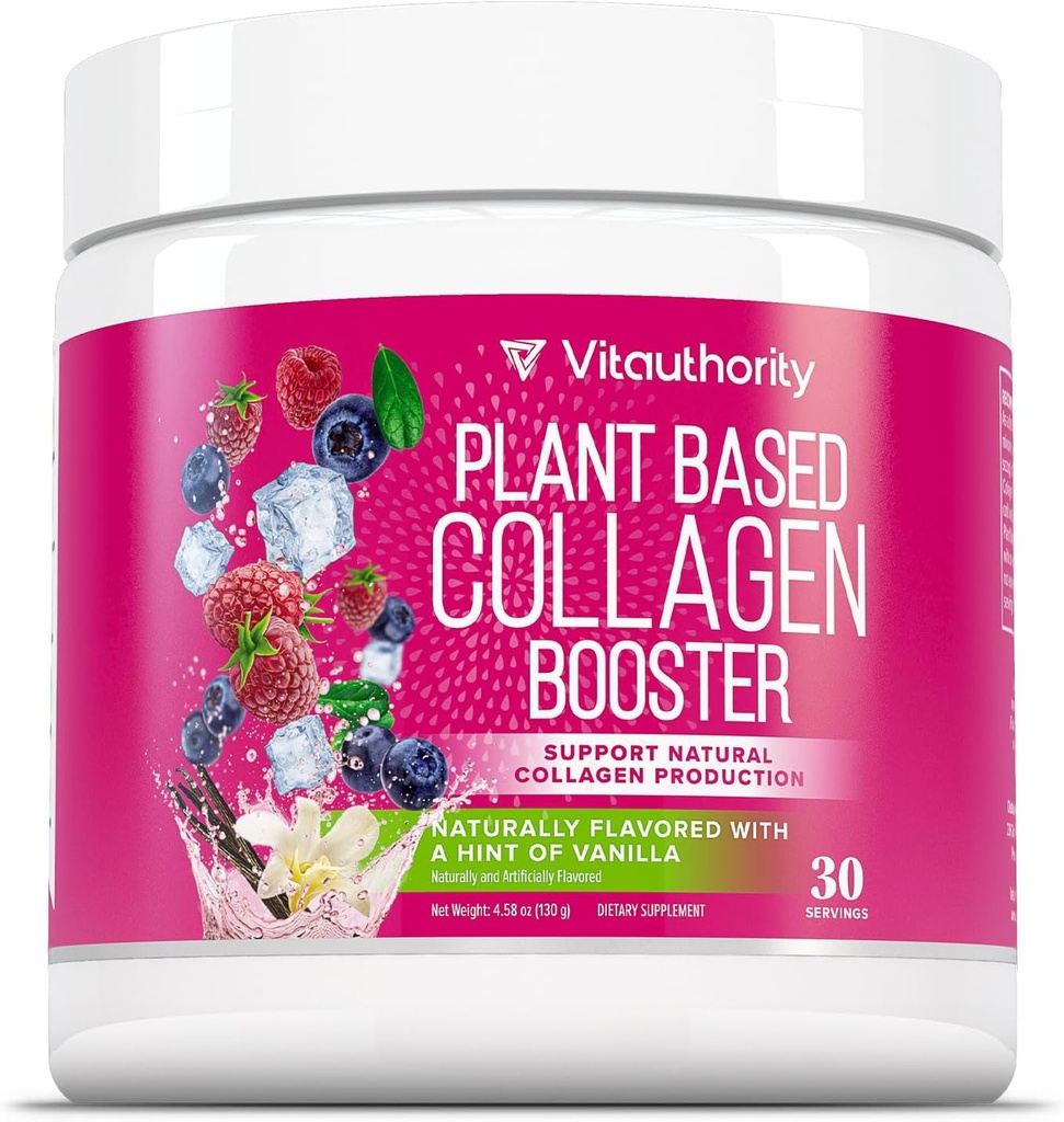 Vitauthority Vegan Collagen Powder for Women - Plant Based Collagen Supplement for Women with Proprietary Vegan Hair Skin and Nails Vitaminas - Vegetarian Collagen Powder with Hyaluronic Acid