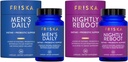 FRISKA Mens & Nightly Probiotic Bundle ← Enzymes Digestivos " Probióticos Suplemento Silencio Masculino " Nightime Digestion " Bloating Support  30 Capsules per Bottle