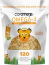 Coromega Kids Omega 3 Fish Oil Suplemento, 650 mg de Omega-3, Tropical Orange + Vitamina D, 120 Single Serve Squeeze Packets