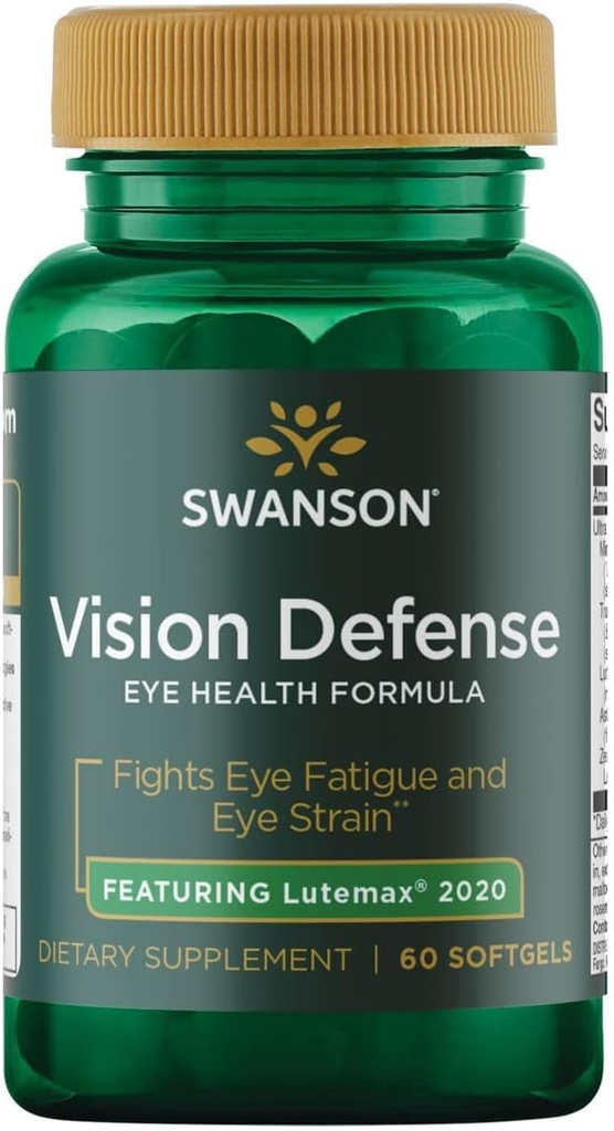 Swanson Vision Defense Antioxidant Vision Health Suplemento Lutein Zeaxanthin Astaxanthin Broccoli Extracto Bilberry Extract 60 Softgels Sgels