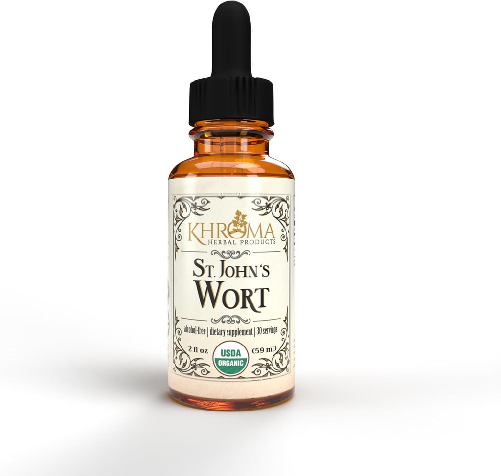 Organic St John's Wort 30 Servings - 800 MG Per Serving - Khroma Herbal Products - 2 FL OZ - Hypericum Perforatum