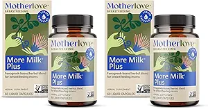 Motherlove Más Milk Plus (60 tapas líquidas 2 Pack) Suplemento de lactancia de base fenugreca para apoyar el suministro de leche de mama - No-GMO, hierbas orgánicas, Vegan, Kosher