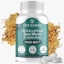 TrueSeaMoss Irish Sea Moss Capsules - 120 cápsulas originales (1600mg) - Prebiotic Superfood - Boosts Sistema Immune & Digestive - Skin saludable, Keto Detox, Gut, Joint Support