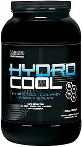 Ultimate Nutrition HydroCool Hidrolyzed Whey Protein Isolate Powder sin Bloating - Fat and Gluten Free, Rapid Absorption, 33 Grams of Protein, Vanilla, 3 libras