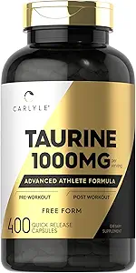 Carlyle Taurine 1000mg Capsules Silencio 400 Conde Silencio Forma Libre Silencio No GMO, Gluten Suplemento Gratis