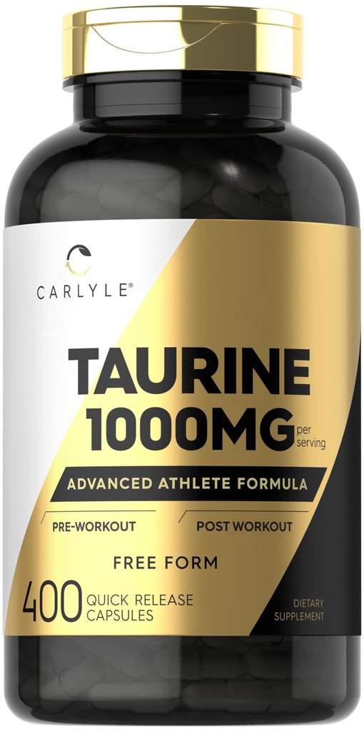 Carlyle Taurine 1000mg Capsules Silencio 400 Conde Silencio Forma Libre Silencio No GMO, Gluten Suplemento Gratis