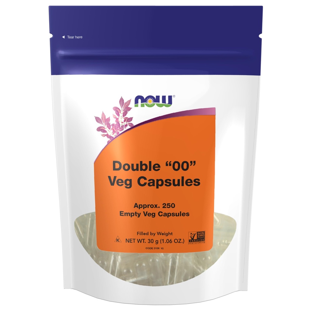 AHORA Suplementos de alimentos, cápsulas vegetarianas vacías, doble "00", llenos de peso, proyecto no-OMG Verificado, 250 cápsulas de verduras