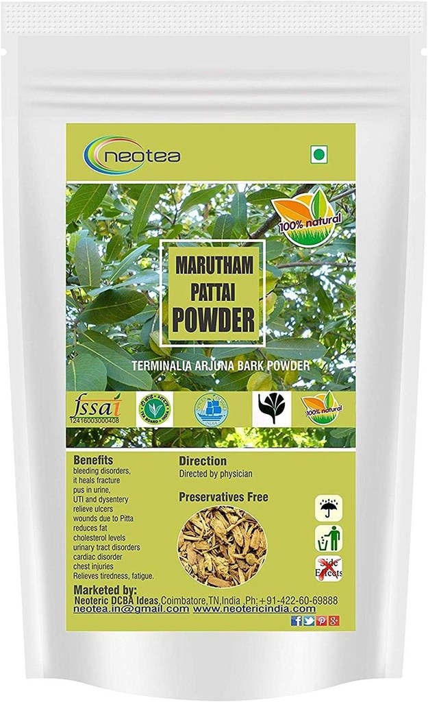neotea Marutham Pattai Powder Silencio Orgánica Arjuna Bark Powder ¦ Terminalia Arjuna Silencio Ayurvedic Heart Health Powder 300 GM