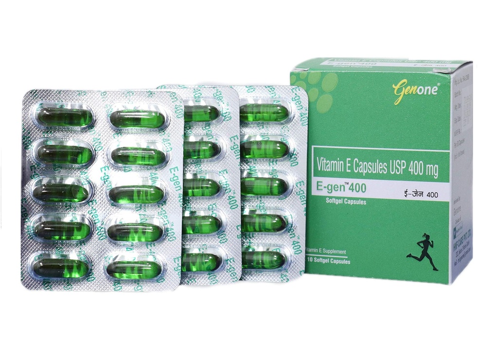 genone E-Gen 400 Vitamin E Capsule for Glowing Face, Skin and Hair Nutrition (30 Capsules)