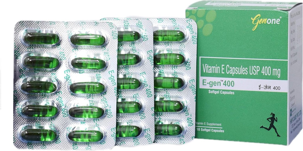 genone E-Gen 400 cápsula de vitamina E para la cara de alumbramiento, la piel y la nutrición del cabello (30 cápsulas)