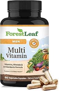 ForestLeaf Daily Vitamin Multivitamin for Hombre, Multi-Vitamin for Hombre - Mens Multivitamins & Multiminerals Suplemento ← Todas las vitaminas esenciales necesarias para la salud, la longevidad & energía TEN 60 Veg Caps