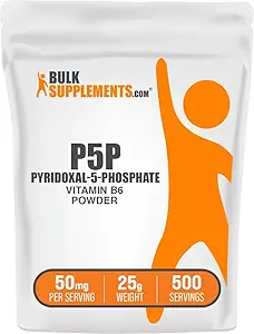 BulkSupplements.com Pyridoxal 5 Phosphate Powder - P-5-P Vitamin B6 Supplement, P-5-P 50mg - P5P Supplement, Gluten Free, 50mg of per Serving, 25g (0.88 oz) (Pack of 1)