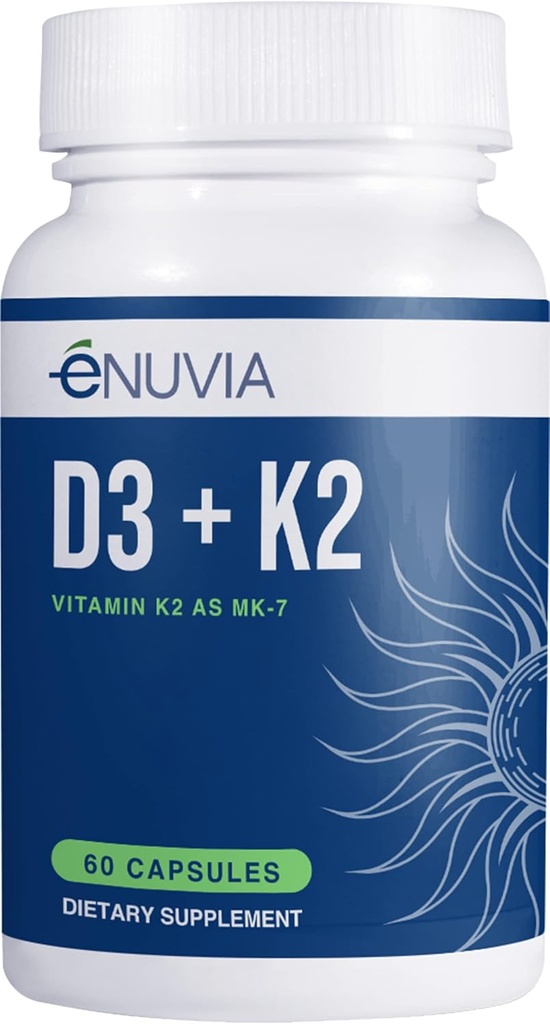 D3+K2 - Suplemento de Vitamina D3 K2 para Mujeres y Hombres - 60 cápsulas vegetales - con extracto de cobre negro bioperina - apoya la absorción máxima del calcio y la salud del corazón y el hueso - hecho en los EE.UU.