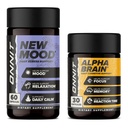 ONNIT Premium Alpha Brain Bundle - Suplemento Nootropic Brain (30 Conde) para Focus, Concentration &amp; Memory + Nuevo Mood Suplemento para Stress Relief, Sleep and Mood (60 Conde)