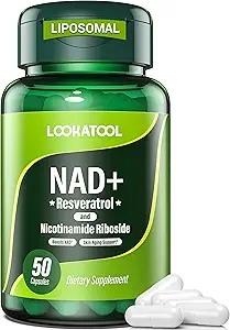 NAD+ Suplemento de Resveratrol, Resveratrol Liposomal, Suplemento NR Quercetin para Anti-Aging, Focus, Energy, 60 cápsulas