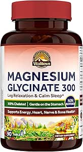 Vitalitown Magnesium Glycinate ← Chelated, Non Buffered 300mg Elemental Magnesium ← Más Bioavailable, Fully Reacted ← Bone, Muscle, Calm, Sleep, Heart Healths ← 90 Tablets, Non-GMO