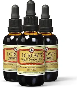 J.CROW'S® Lugol's Solution of Iodine 2% 2 oz (3 Bottles) – Premium Iodine & Potassium Iodide Liquid, Gluten &, Alcohol-Free Natural Brine Extract, No Expiration