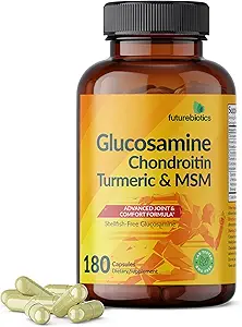Futurebiotics Glucosamine Chondroitin Turmeric &amp; MSM Advanced Joint Formula, Supports Healthy Joints & Mobility - Non-GMO, 180 Capsules
