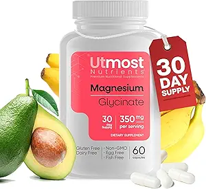 Magnesium Glycinate Supplement - Just 1 Capsule=175 MG of Absorbable Magnesium (350 MG en 2 cápsulas) Non-GMO, Gluten-Free, Major-Allergen Free-Promotes Nighttime Calm & Muscle Wellness (60 cápsulas)