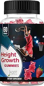Jadee Height Growth Gummies for Teens & Kids Calcium 325mg, Teen Vitamins D3,K2,C, Magnesium, Ashwagandha, Zinc, L-Arginine - Bone Healthy Growth, Development &amp; Strength - Height Growth &amp; Immunity