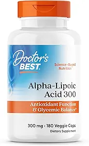 El mejor ácido alfa-lipoico del médico 300, soporta la función antioxidante " equilibrios glucémicos, no OMG, sin gluten, vegano, soy libre, 300 mg, 180 cápsulas vegetales
