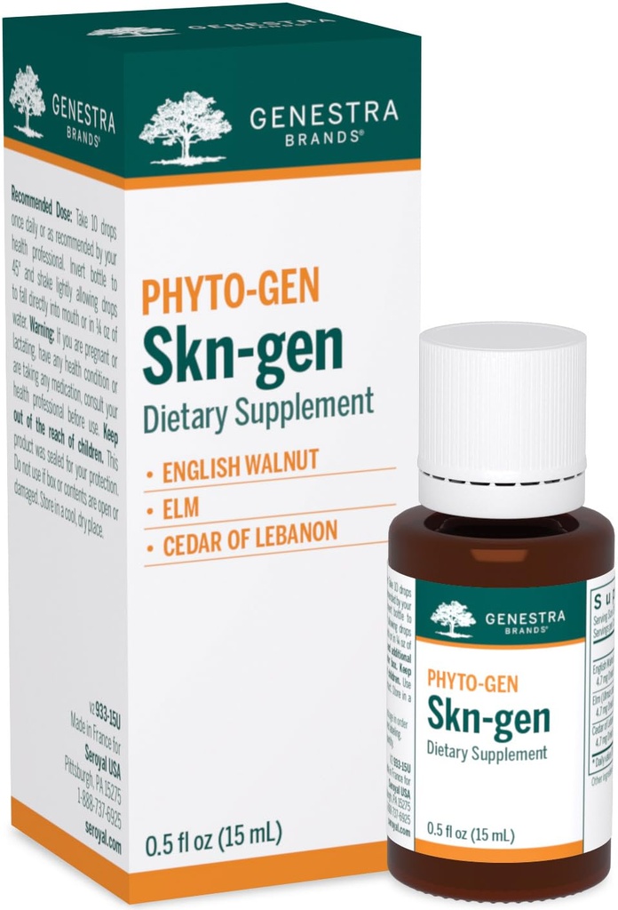 Genestra Brands Skn-gen tención Inglés Walnut, Elm y Cedar del Líbano Herbal Suplemento Silencio 0.5 fl. oz.