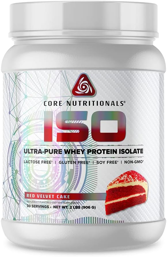Core Nutritionals ISO, 100% Micro Filtros, Zero Artificial Fillers, 25g Whey Protein Isolate, 32 Servings (Red Velvet)