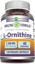 Fórmulas increíbles L-Ornithine 1500 Mg Por Serving Veggie Capsules Suplemento  Non-GMO TEN Gluten Free ← Made in USA (120 Count)