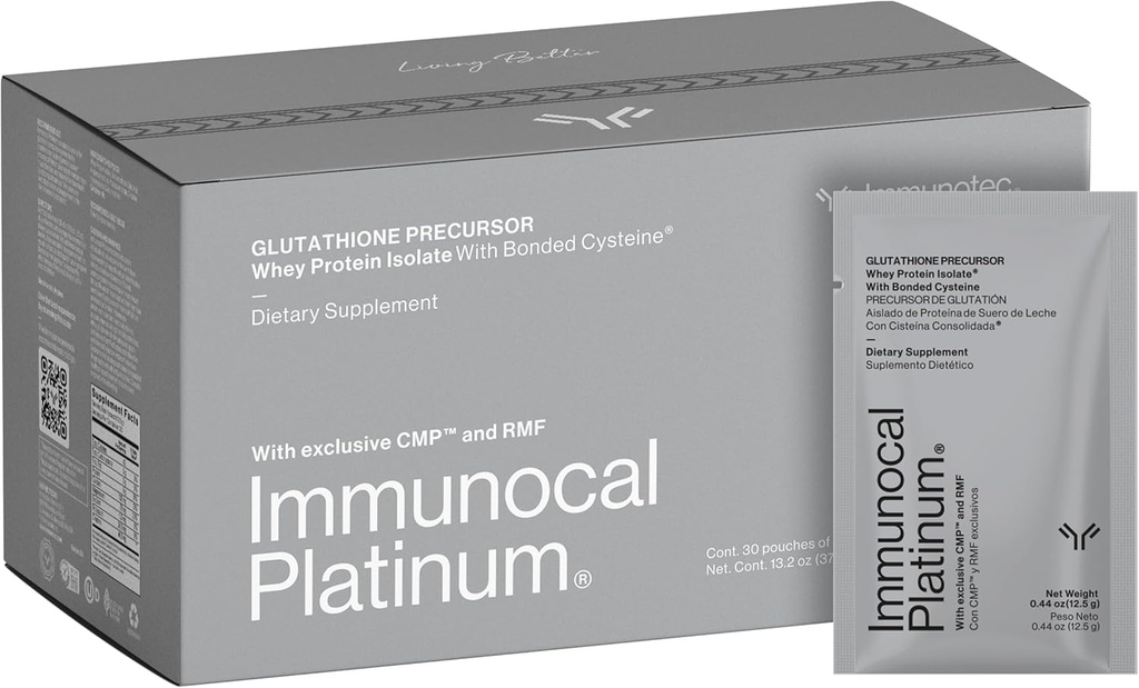Inmunocal Platinum Glutathione Precursor – Whey Protein Isolate, Anti-Aging, Skin + Cell Renewal, Immune Support, Detox + Bone Support ← Fat and Sugar Free, Lactose-Intolerant Friendly ← 30 Servings