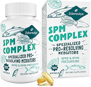 Specialized Pro-Resolving Mediators and SPMs Precursors Complex, SPM Supplement for Balanced Immune Response, Brain, Tissue & Cellular - 120 Softgels