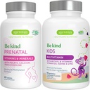 High Absorption Methylated Prenatal + Advanced Kids Multivitamin Gummy Vegan Bundle, Clean Label with Vitamin A, B, C, D3 & E, 60 Tablets + 90 Berry Flavor Gummies, Be Kind by Igennus