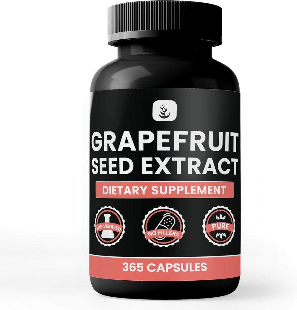 PURE Original INGREDIENTES Grapefruit Seed Extracto (365 capsules) No hay magnesio ni artillería de arroz, siempre puro, laboratorio verificado