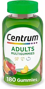 Centrum MultiGummies Gummy Multivitamínico para Adultos, Suplemento Multivitamínico/Multimineral con Vitaminas D, B y E, sabor de frutas surtido - 180 Condes