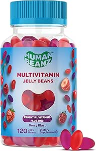Multivitamin Jelly Bean Gummies con Zinc para Hombres y Mujeres, Immune Support Suplementos dietéticos para adultos, vegetarianos, 120 Beans Berry Blast, Kosher