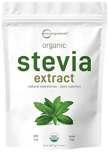 Pure Orgánica Stevia Powder, 8 onzas, 1418 Serving, High Grade Stevia Green Leaf Extracto Reb-A, Regusto de Bitter Reducido, 0 Calorie, Sweetener Natural, Sugar Alternative, Keto Friendly