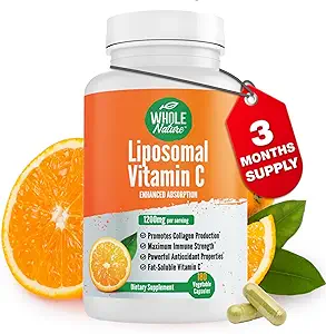 Liposomal Vitamina C Suplemento Píldoras 1200 mg - Absorción alta 180 Cápsulas Veganas Grasa Soluble VIT C, Maximum Strength Immune System and Collagen Booster, Sunflower Lecithin