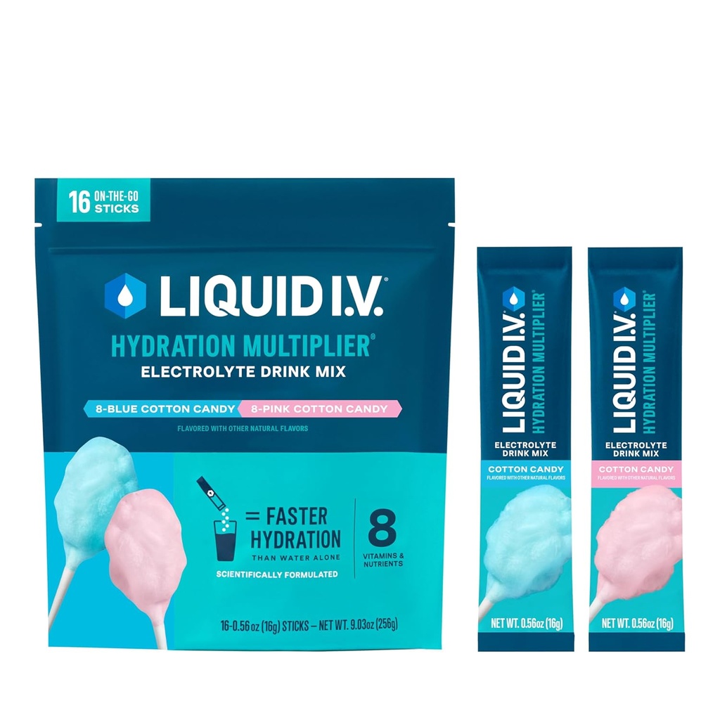 Liquid I.V.® Hydration Multiplier - Cotton Candy ← Electrolyte Powder Drink Mix TEN 1 Pack (16 Servings)