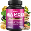 BMVINVOL Sea Moss Black Seed Shilajit Ashwagandha + Bladderwrack, Ginger, Moringa, Turmeric, Burdock, Ginseng, Rhodiola Rosea - 100 cápsulas