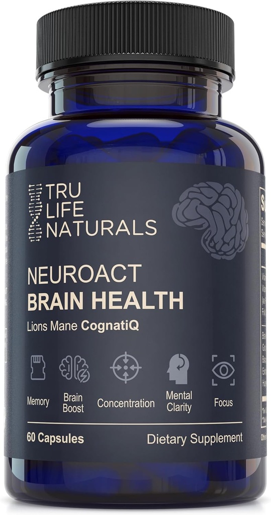 NEUROACT Brain Health Memory, Focus, Concentration, Mental Clarity with CognatiQ, Vitamina B3 &amp; B6  Manage Stress " Elevate Mood " Holistic Brain Health Formula, Sustained Energy " Well Being