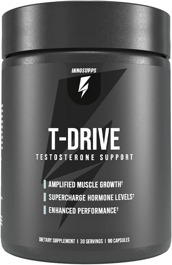 InnoSupps : T-Drive ¦ Testosterone Booster ← Amplificar el crecimiento muscular TEN KSM-66 Ashwagandha, Boron, Fenugreek TEN 90 cápsulas