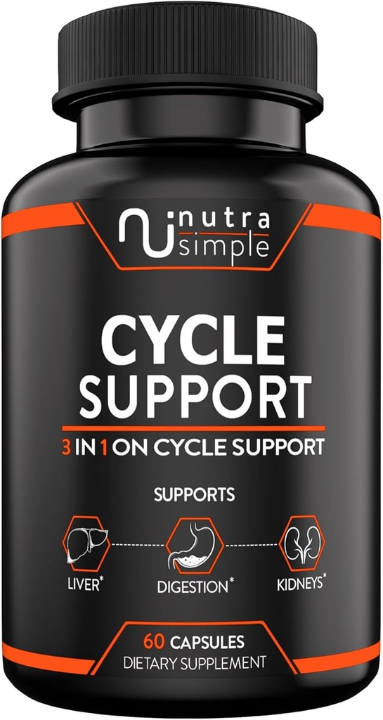 Cycle Support Supplement for Men & Women - Natural Liver Cleanse Detox & Repair - Gut Health & Kidney Support with Milk Thistle, Beet Root, Dandelion, Choline, Artichoke Extract - 60 Capsules