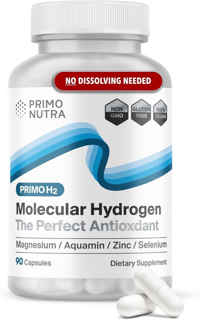 Suplemento de Hidrógeno Molecular Ingestible - Alternativa a H2 Tabletas y Agua Hidrógeno, Complejo Antioxidante y Mineral - 90ct